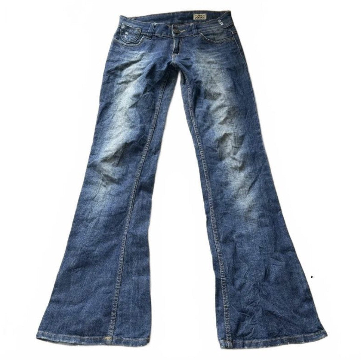 Vintage Y2K Low Rise Flare Jeans Mid Wash detail 2
