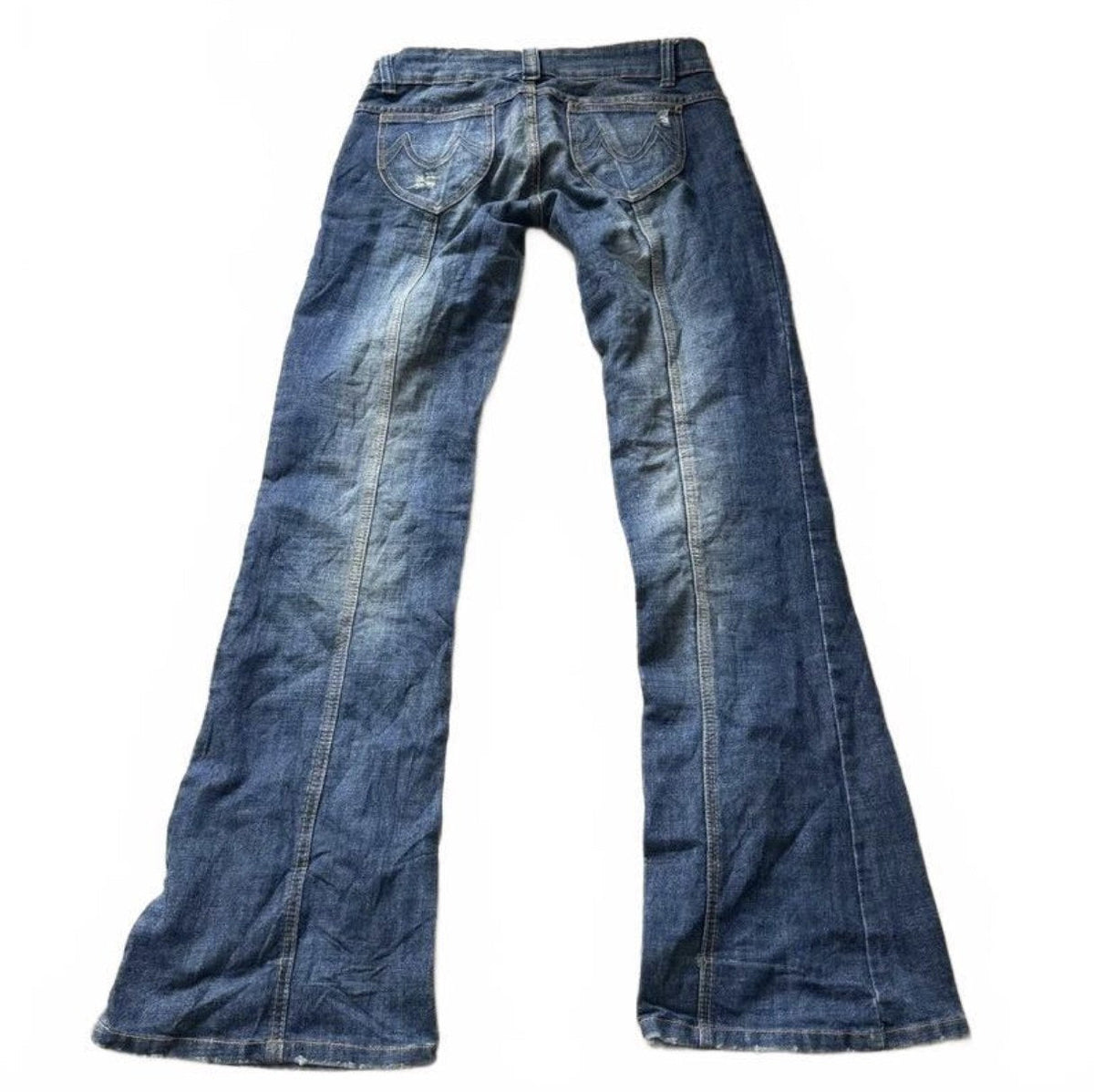 Vintage Y2K Low Rise Flare Jeans Mid Wash detail 3