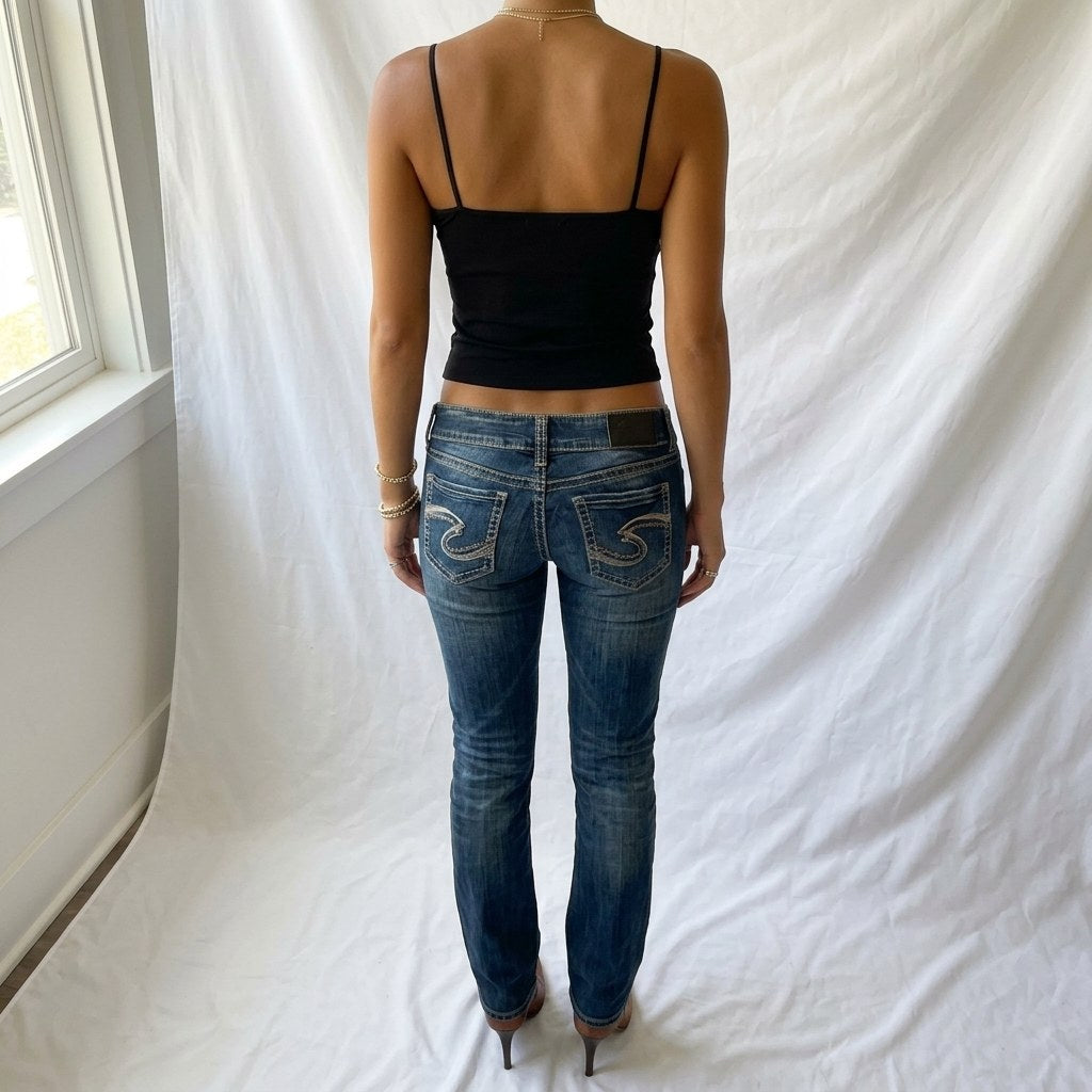 Vintage Y2K Embroidered Low Rise Flare Jeans