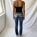 Vintage Y2K Embellished Low Rise Flare Jeans with Lace Trim