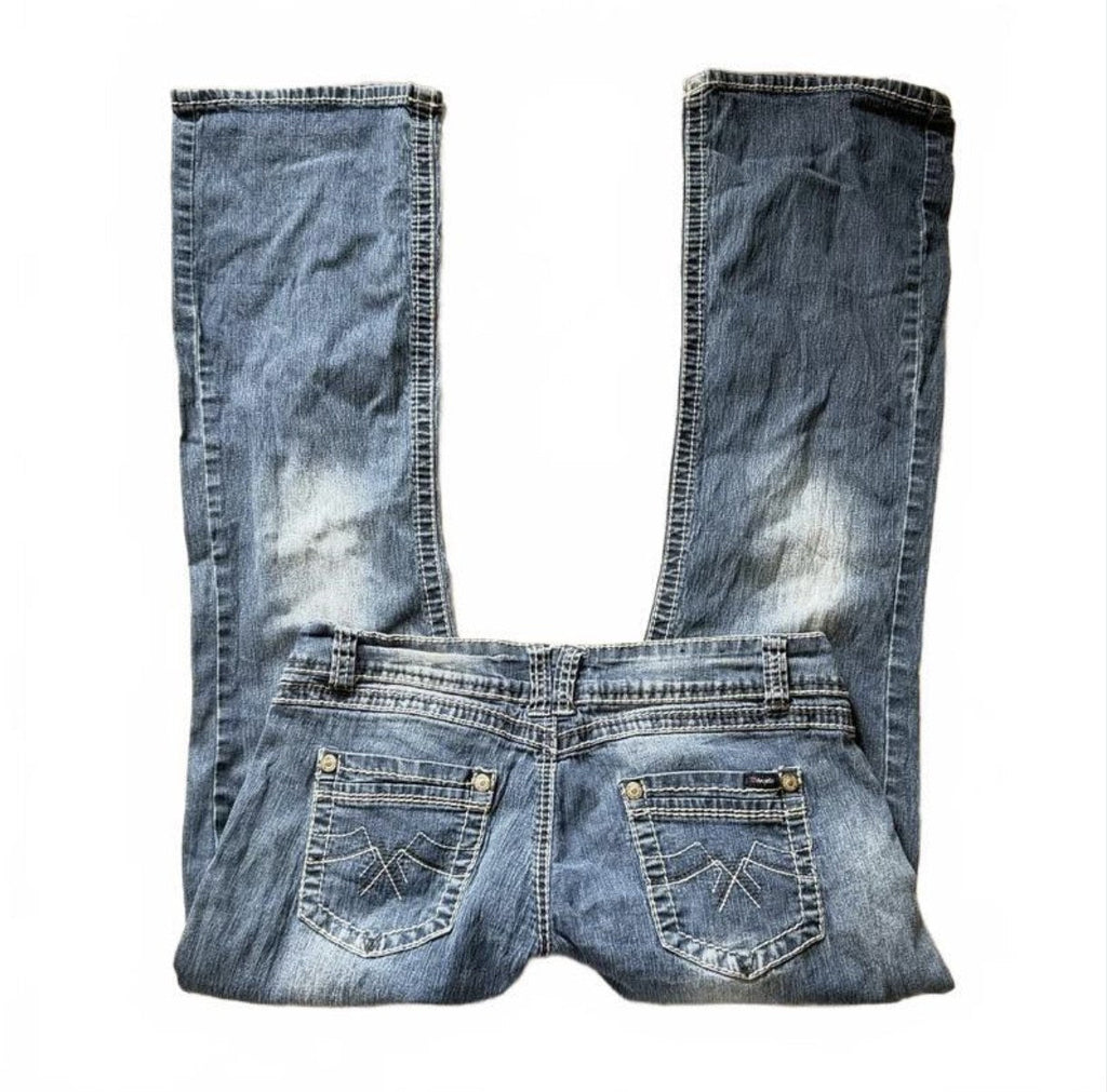 Vintage Y2K Low Rise Flare Jeans with Stitched Back Pockets detail 2