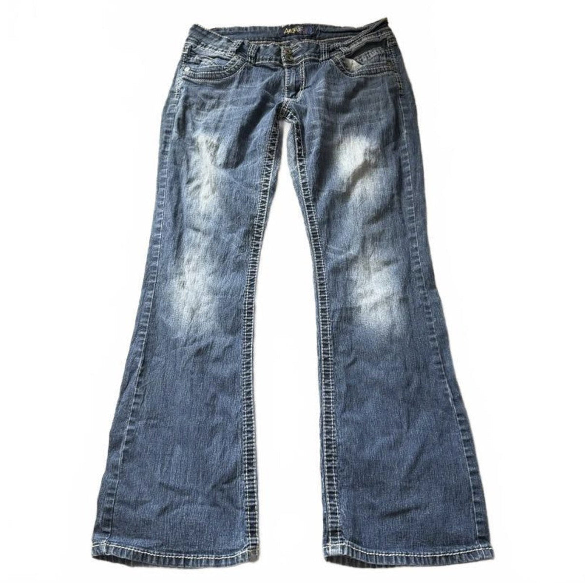 Vintage Y2K Low Rise Flare Jeans with Stitched Back Pockets detail 3