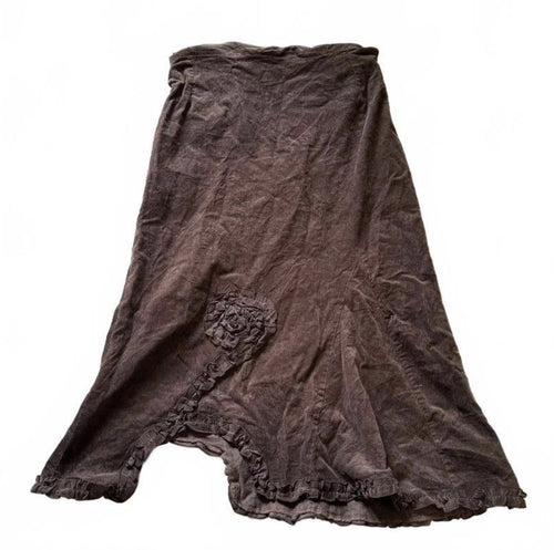 Vintage Y2K Brown Corduroy Boho Midi Skirt detail 2