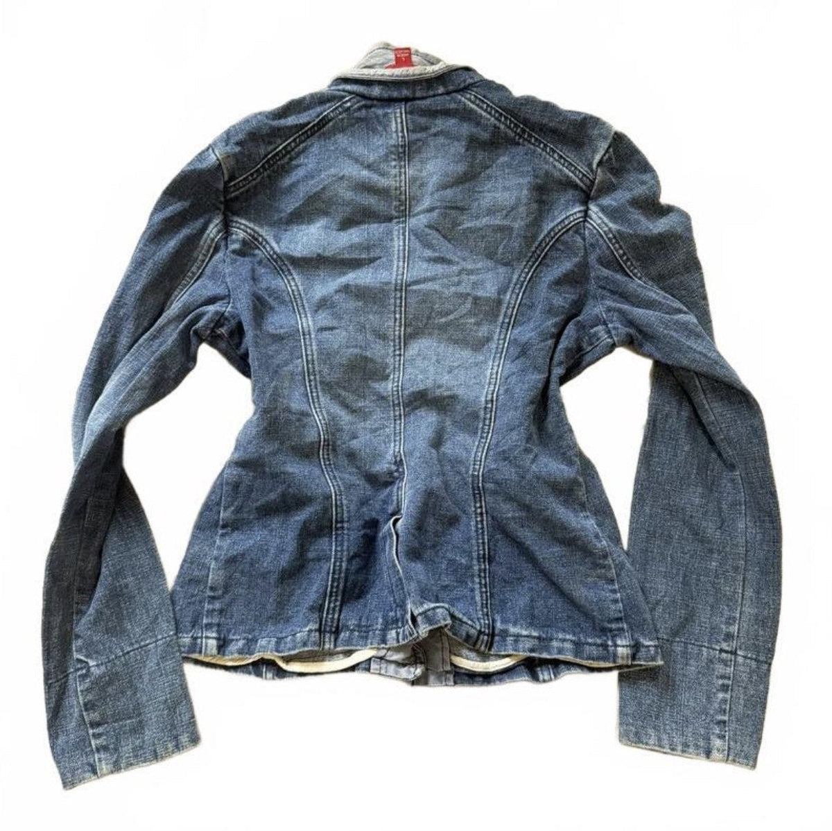Vintage Y2K Mid Blue Peplum Denim Jacket detail 3