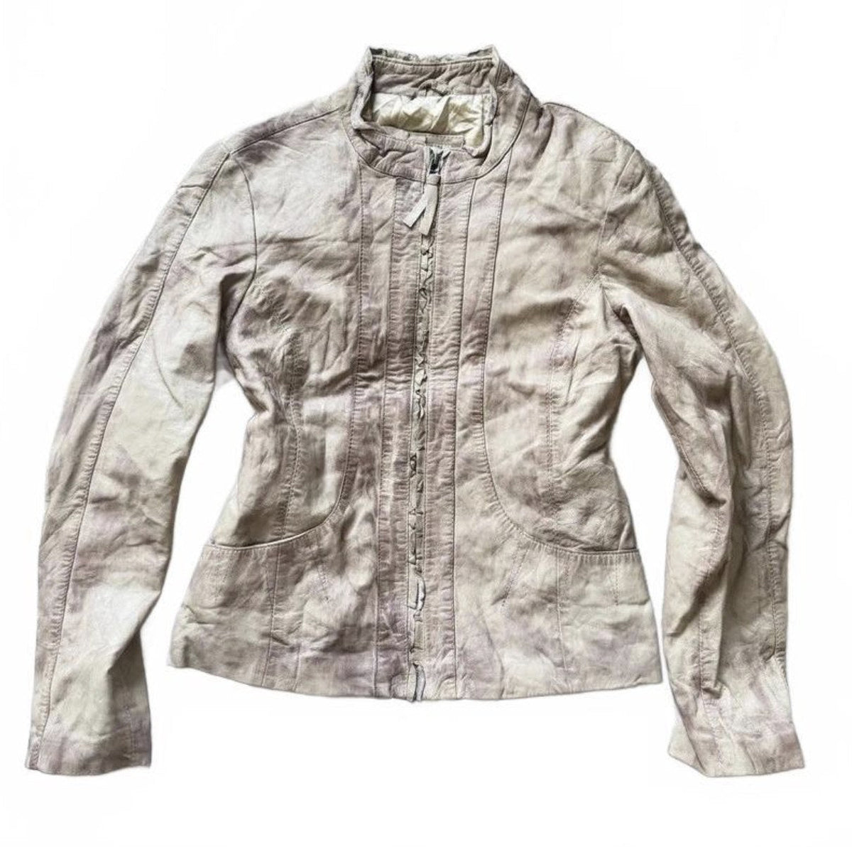 Vintage Y2K Sorgenfri Sylt Cream Leather Jacket detail 2