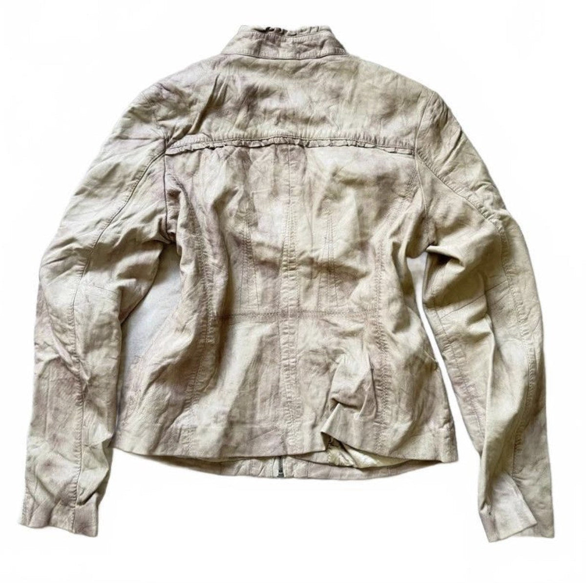 Vintage Y2K Sorgenfri Sylt Cream Leather Jacket detail 3