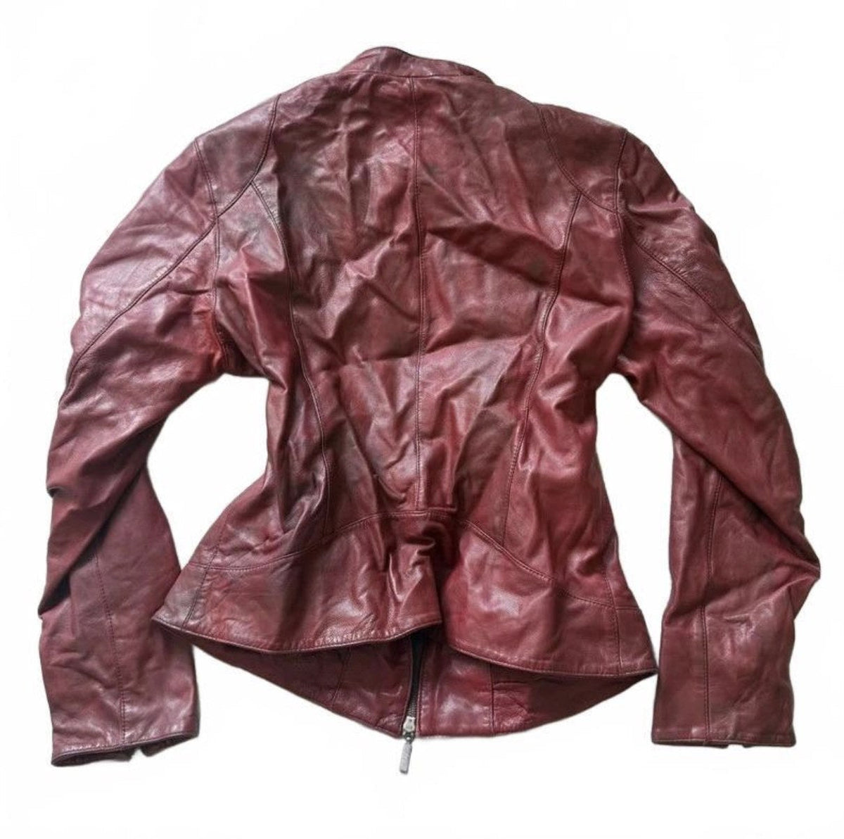 Vintage Y2K Danier Red Leather Fitted Moto Jacket detail 3