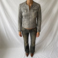 Vintage Y2K CKN Light Grey Washed Leather Moto Jacket