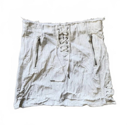 Vintage Y2K Blank NYC White Denim Lace Up Micro Mini Skirt detail 2