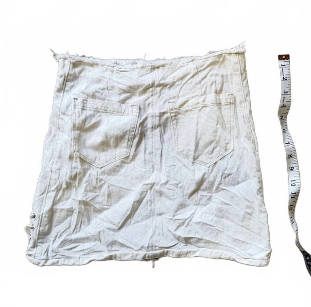 Vintage Y2K Blank NYC White Denim Lace Up Micro Mini Skirt detail 3
