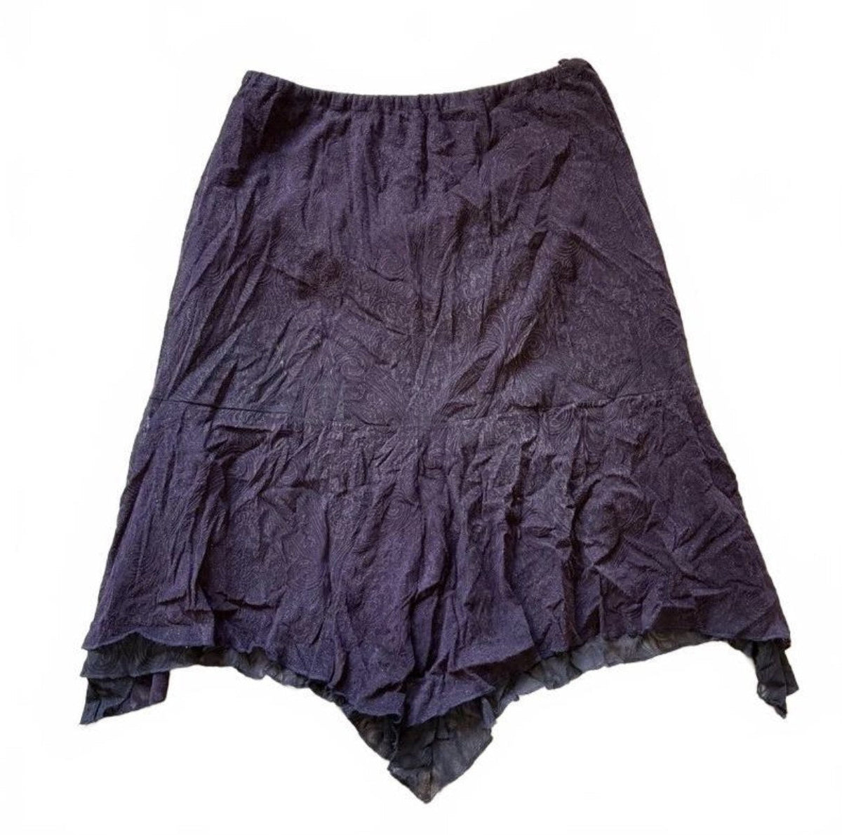 Vintage Y2K Purple Crinkle Hanky Hem Midi Skirt detail 2