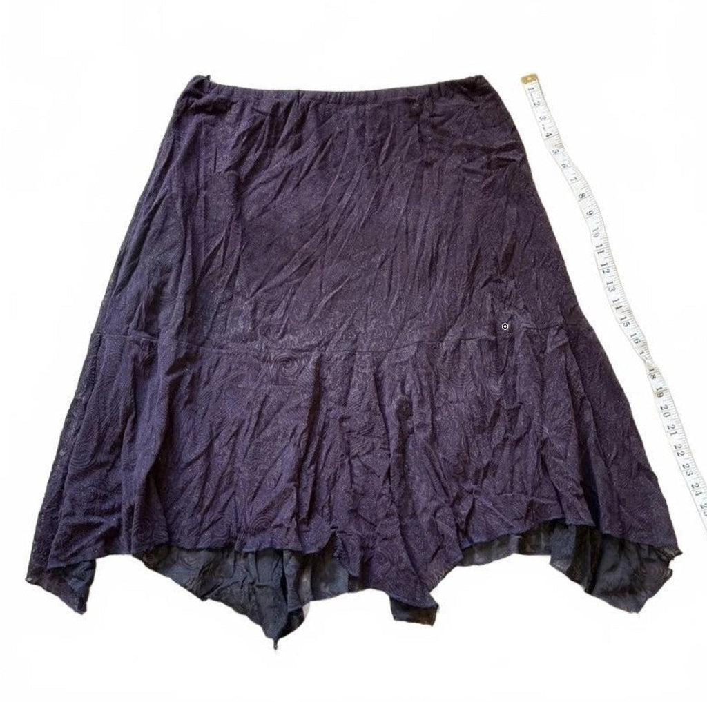 Vintage Y2K Purple Crinkle Hanky Hem Midi Skirt detail 3
